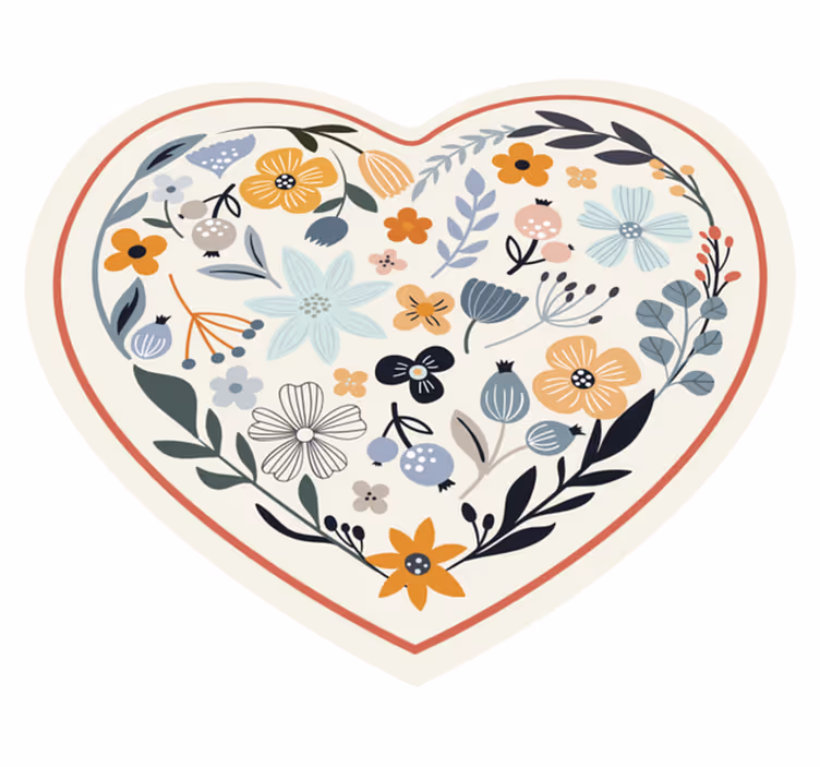 Tapete vinílico flores e plantas arranjo floral de coração - TenStickers