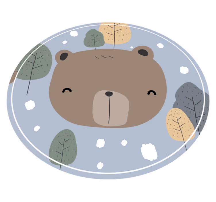 Tapete vinílico infantis cara de urso feliz - TenStickers