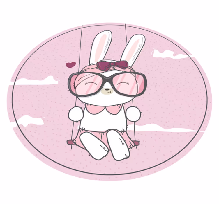 Tapete vinílico infantis coelhinho fofo balançando - TenStickers