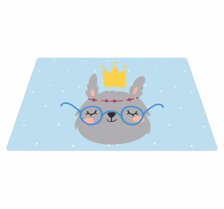 Tapete vinílico infantis coelho nórdico cinza com óculos - TenStickers