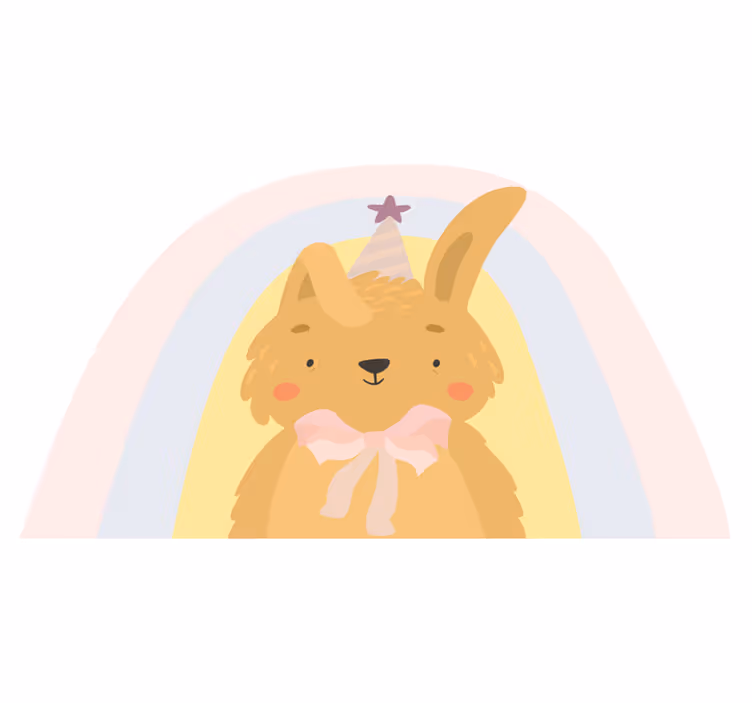 Tapete vinílico infantis arte de coelho adorável - TenStickers