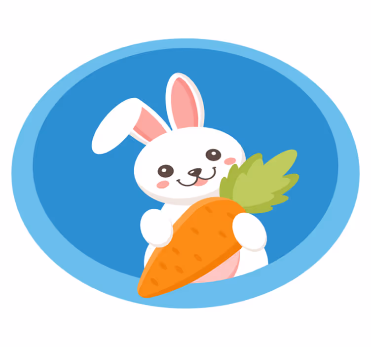Tapete vinílico de animais coelho feliz com cenoura - TenStickers