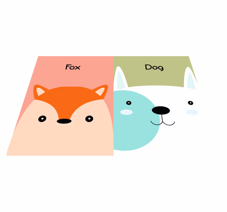 Tapete vinílico infantis rostos de raposa e cachorro - TenStickers