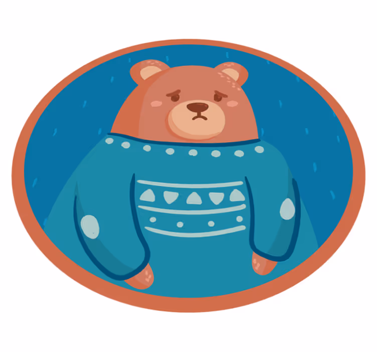 Tapete vinílico para bebés suéter de urso triste - TenStickers