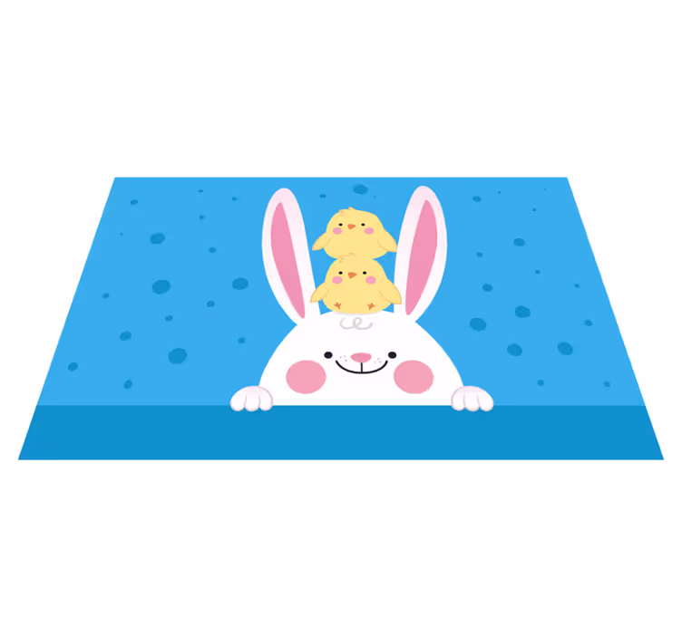 Tapete vinílico infantis coelho feliz com pintinhos - TenStickers