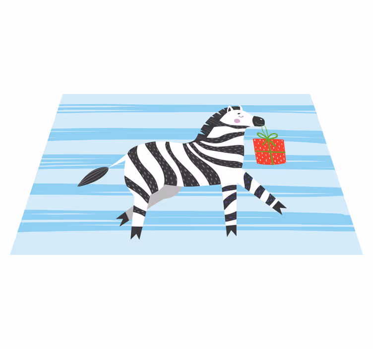 Tapete vinílico de animais zebra com presente - TenStickers
