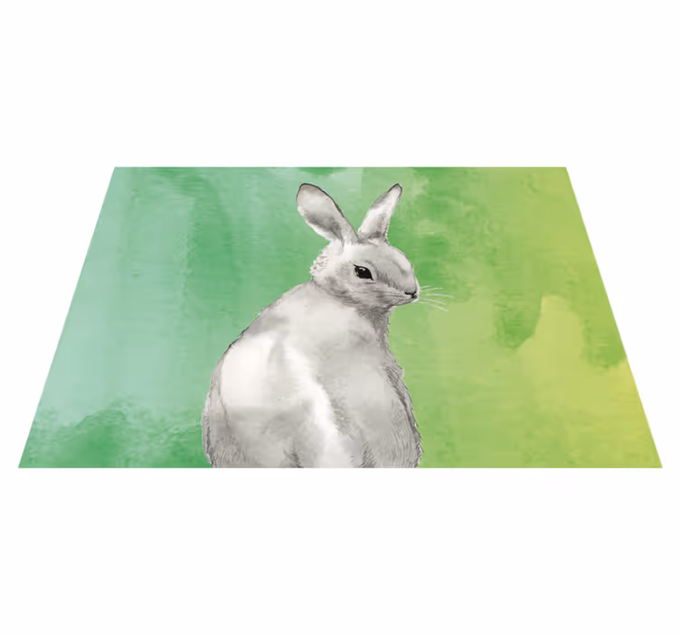 Coelho no tapete animal de fundo verde - TenStickers