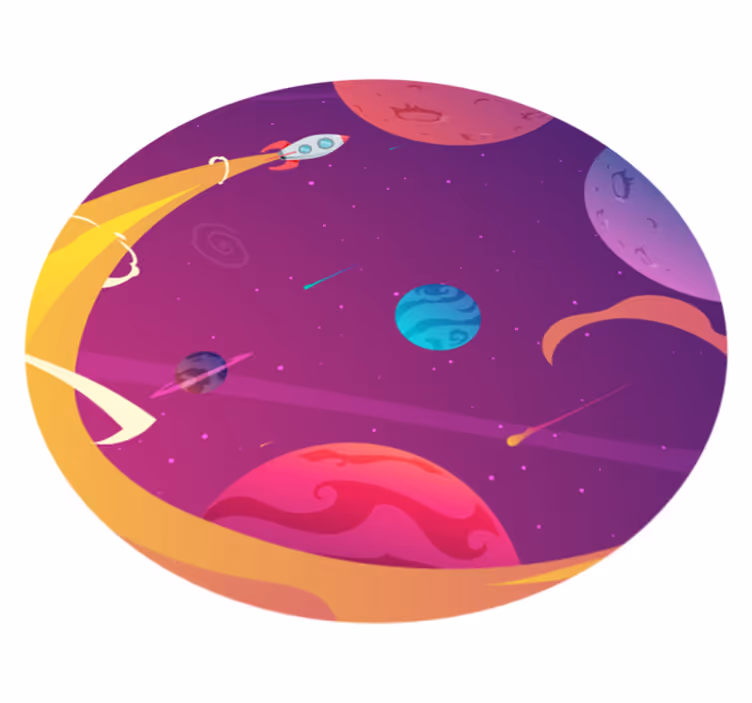 Tapete vinílico estrelas jornada de foguete cósmico - TenStickers