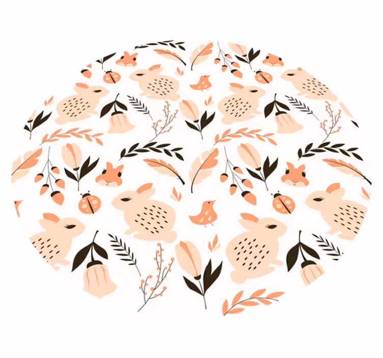 Tapete vinílico infantis coelhinho gentil floral - TenStickers