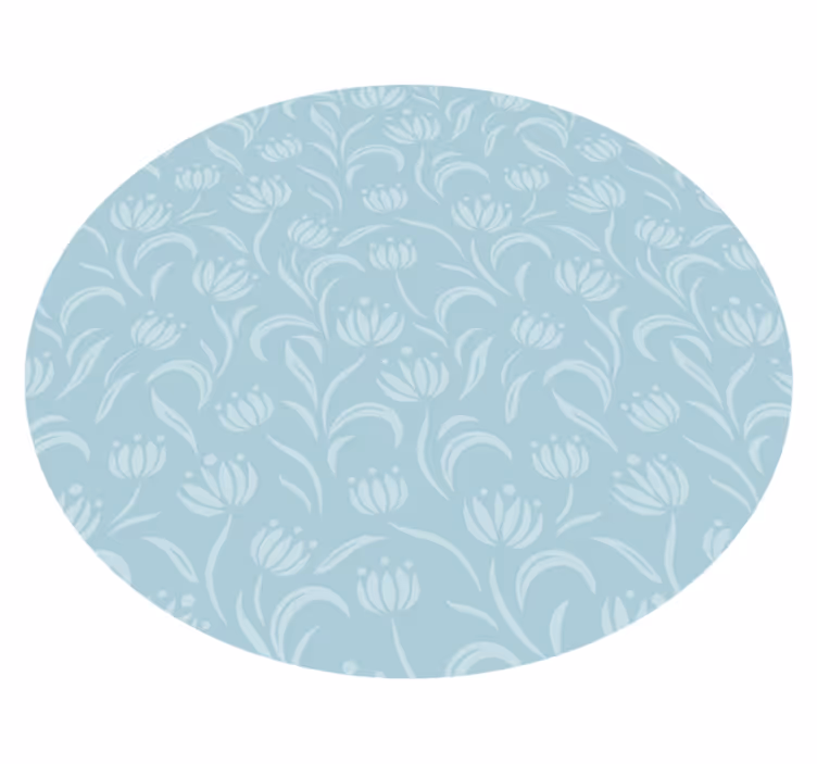 Tapete vinílico flores e plantas padrão suave azul - TenStickers