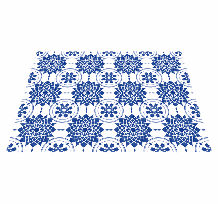 Piso de casa de banhoem estilo azulejo com círculos azuis - TenStickers