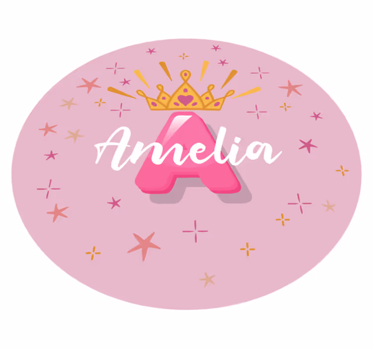Tapete em vinil infantil nome personalizado de princesa - TenStickers