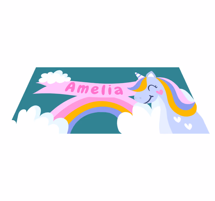 Tapete em vinil infantil fantasia de unicórnio arco-íris - TenStickers