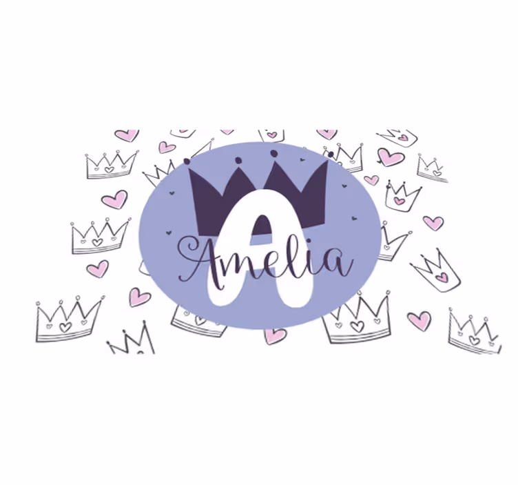 Tapete em vinil infantil impressão de coroa personalizada - TenStickers