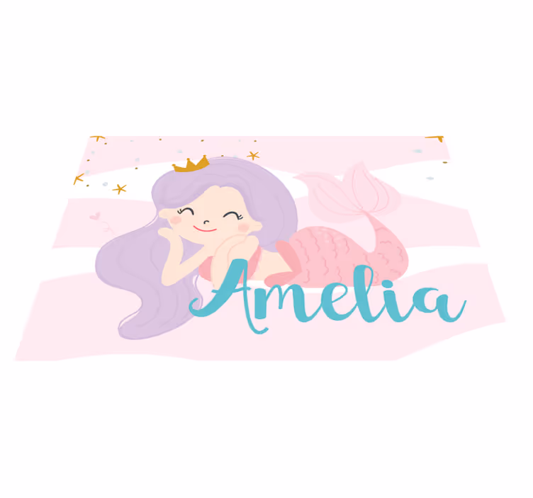 Tapete de vinil sereia princesa nome infantil - TenStickers