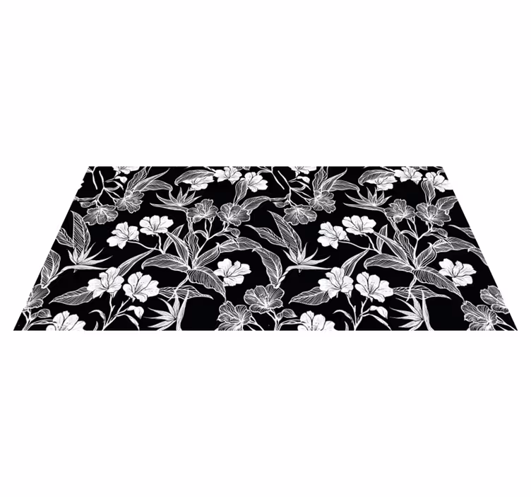 Tapete vinílico flores e plantas elegância em preto e branco - TenStickers