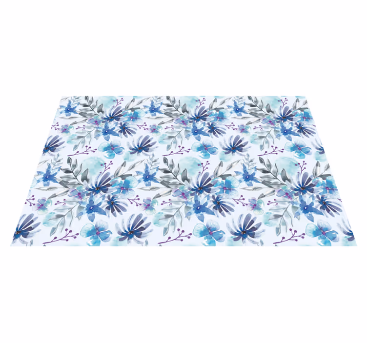 Tapete vinílico flores e plantas motivo elegante azul - TenStickers