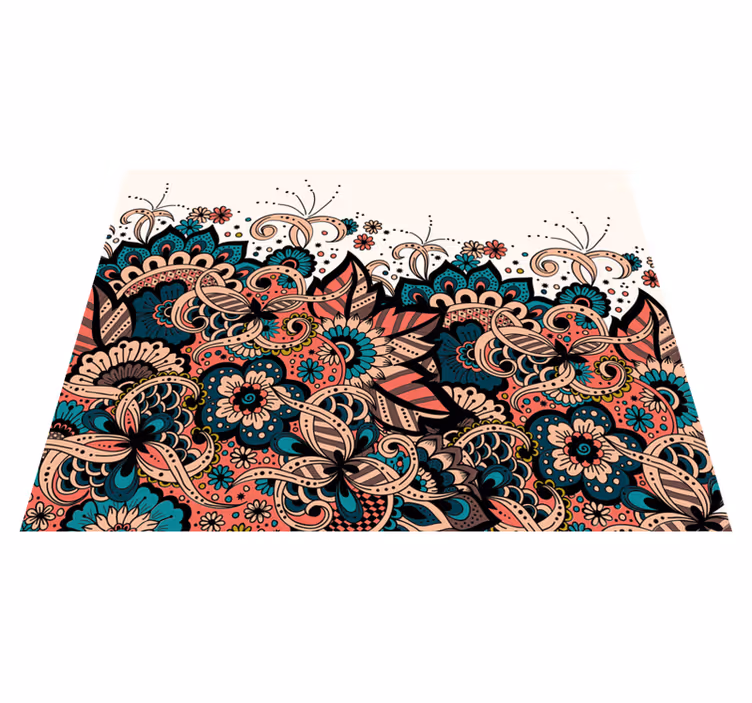 Tapete vinílico de mandala elementos florais vivos - TenStickers