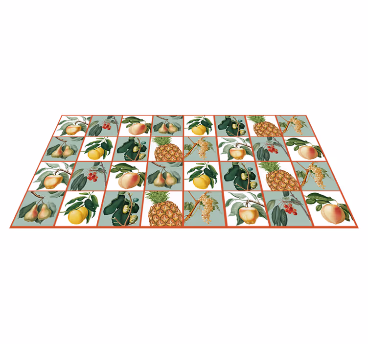 Tapete vinílico cozinha padrão de ladrilhos de frutas - TenStickers