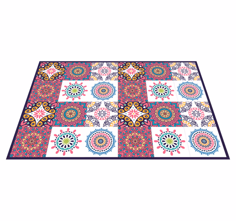 Tapete vinílico azulejos motivos florais vivos - TenStickers