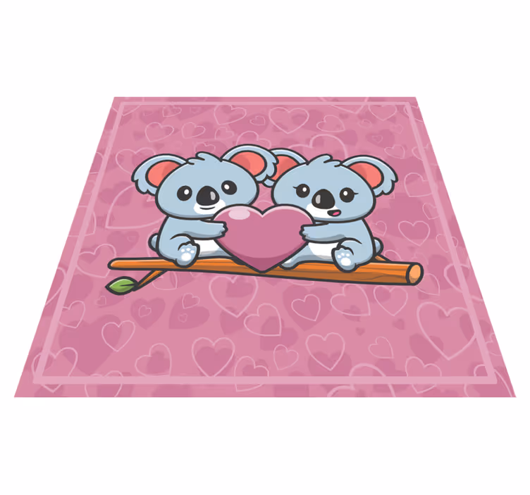 Tapete vinílico infantis coração de amor de coala - TenStickers