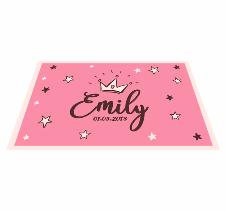 Tapete em vinil infantil nome com coroa e estrelas - TenStickers