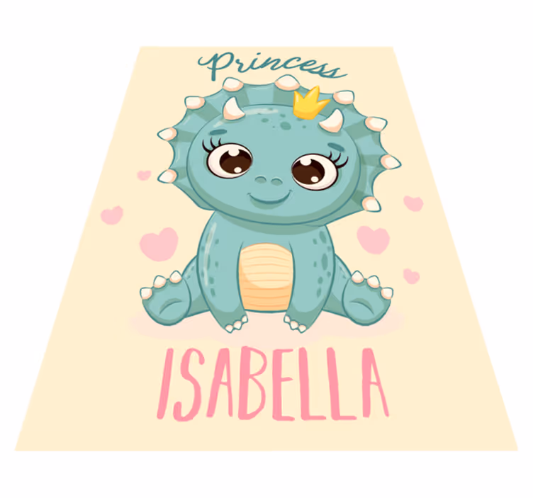 Tapete em vinil infantil princesa dinossauro com nome - TenStickers