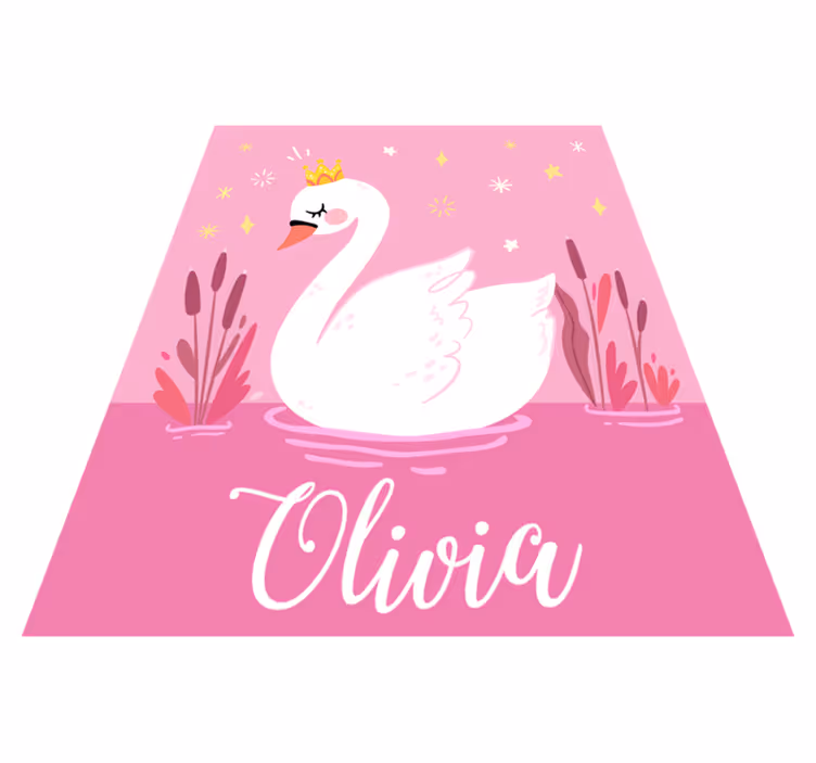 Tapete em vinil infantil princesa cisne com nome - TenStickers