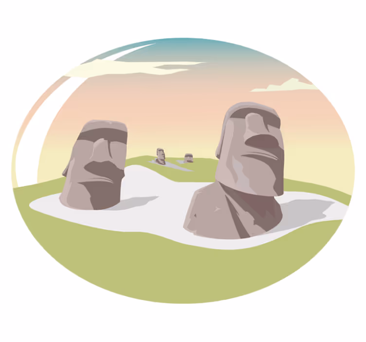 Tapete vinílico natureza silhuetas de pedras moai - TenStickers