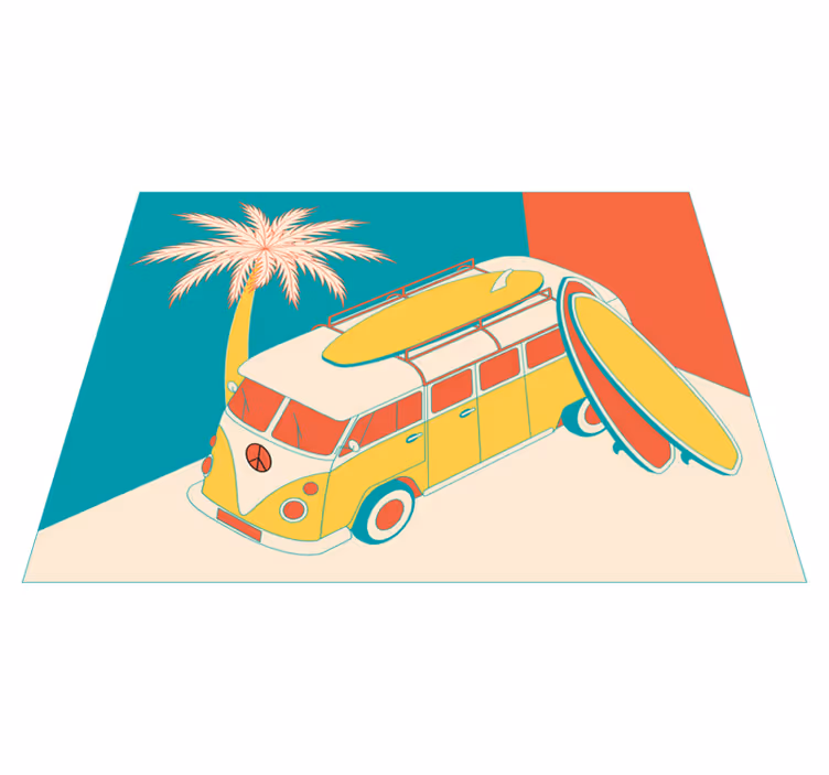 Tapete vinílico vintage aventura de van de surfe - TenStickers