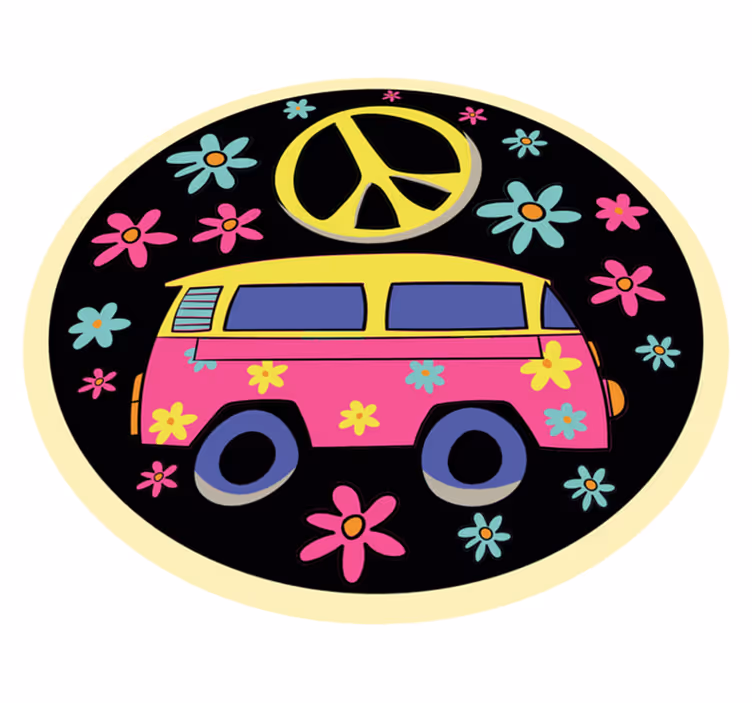 Microônibus com tapete vintage do símbolo da paz - TenStickers