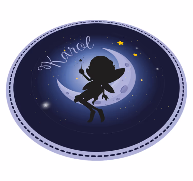 Tapete em vinil infantil luar de fada com nome - TenStickers