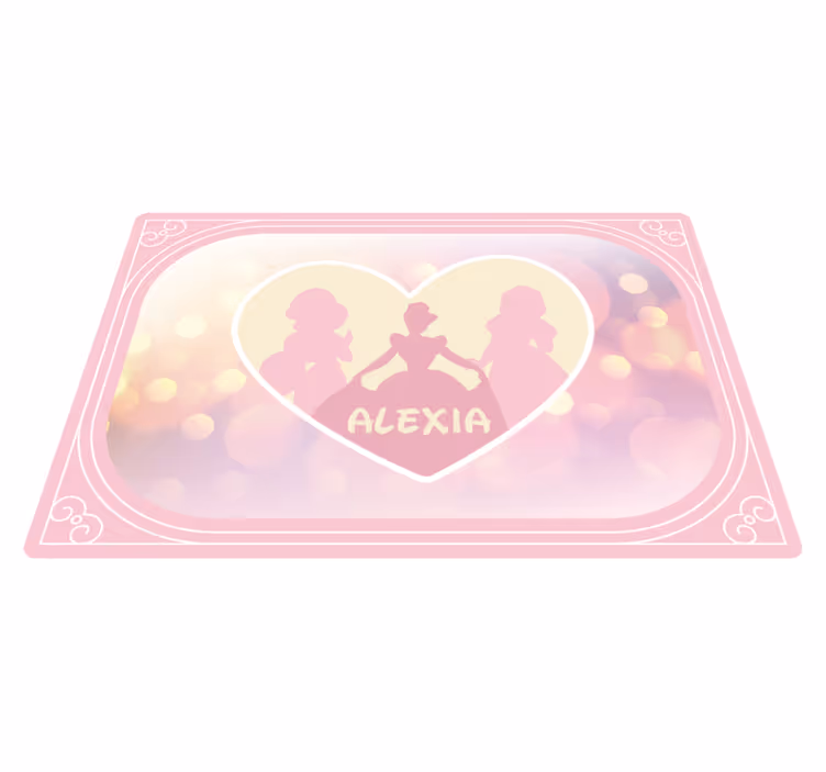 Tapete vinílico com nome coração de silhueta de princesa - TenStickers