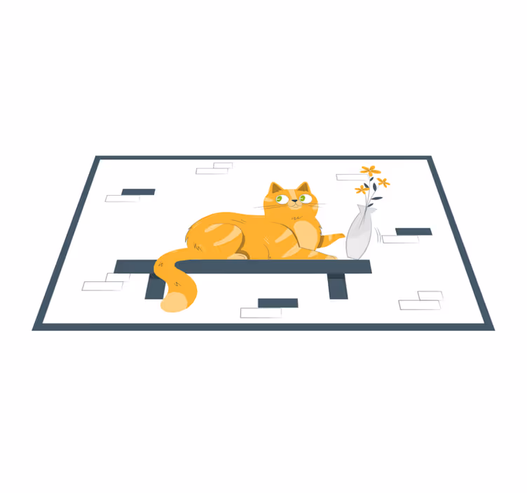 Tapete em vinil infantil cena de gato brincalhão - TenStickers