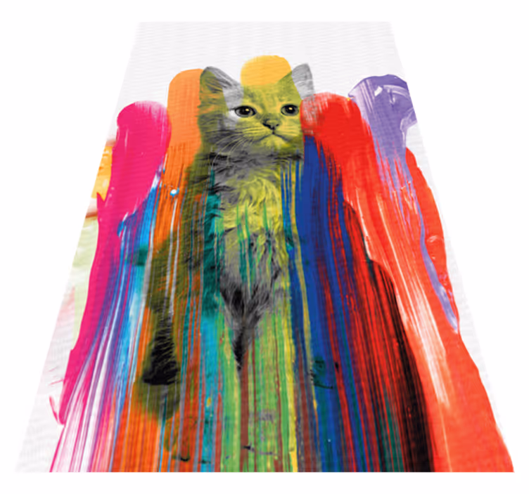 Tapete vinílico moderno retrato colorido de gato - TenStickers