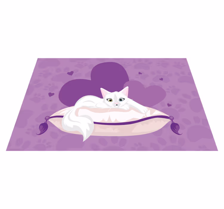 Tapete vinílico de animais almofada de gato doce - TenStickers