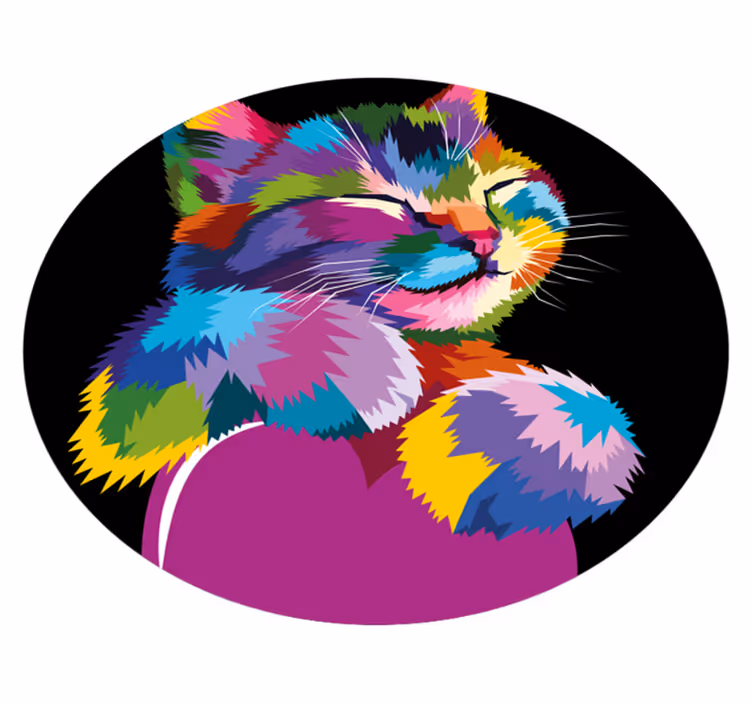 Tapete vinílico de animais ilustração felina vibrante - TenStickers