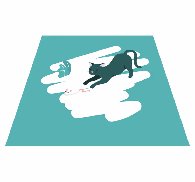 Tapete vinílico quarto perseguição lúdica de gato - TenStickers
