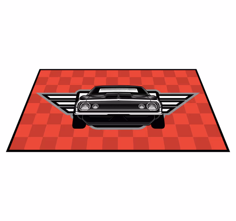 Tapete em vinil infantil muscle car xadrez - TenStickers