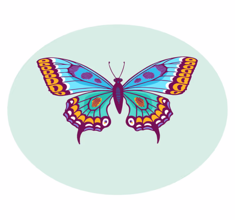 Tapete vinílico de animais borboleta grande e colorida - TenStickers