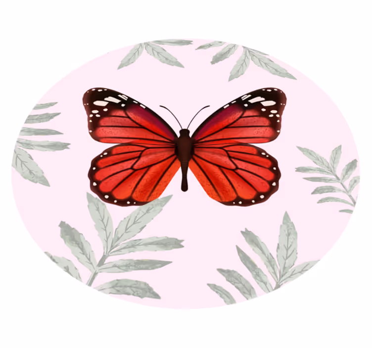 Tapete vinílico flores e plantas desenho de borboleta - TenStickers