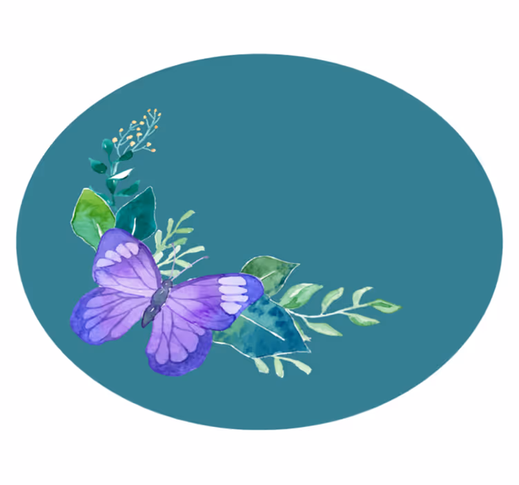 Tapete vinílico flores e plantas motivo botânico borboleta - TenStickers