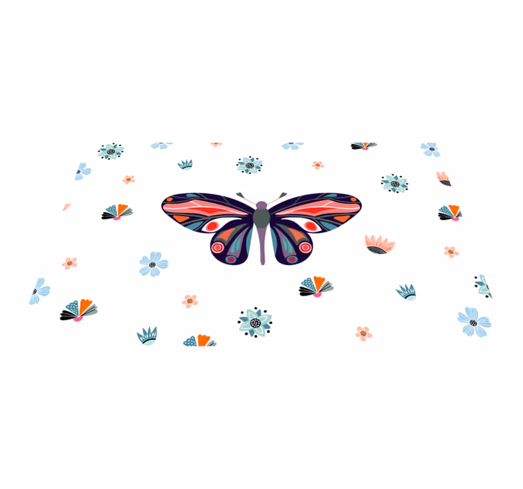 Tapete vinílico de animais ilustração de borboleta vibrante - TenStickers
