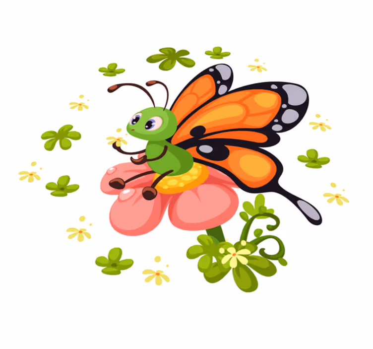 Tapete vinílico infantis alegria da borboleta colorida - TenStickers