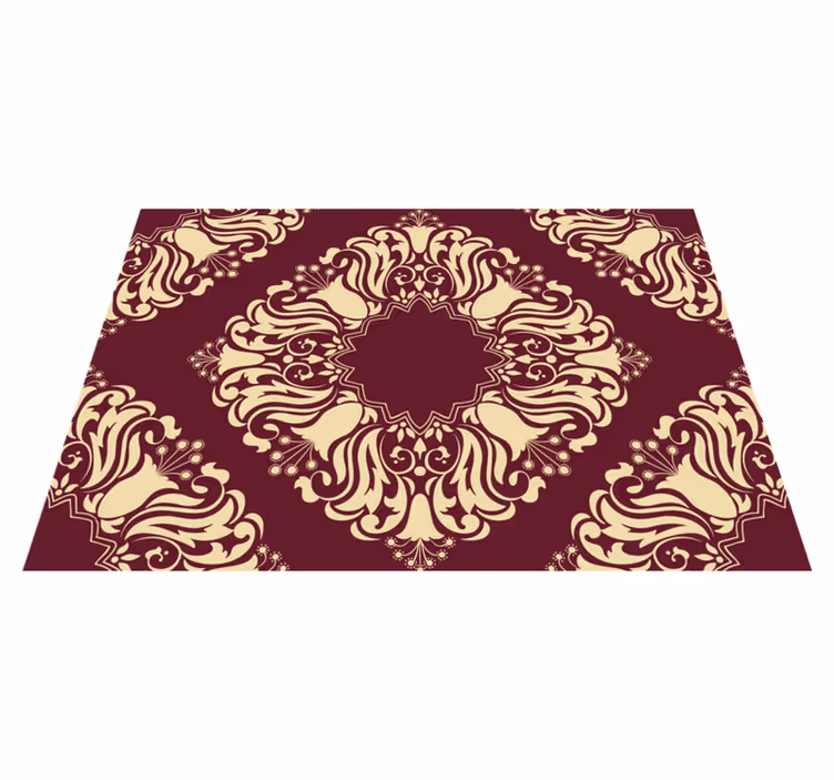 Tapete vinílico mosaico padrão floral bordô - TenStickers