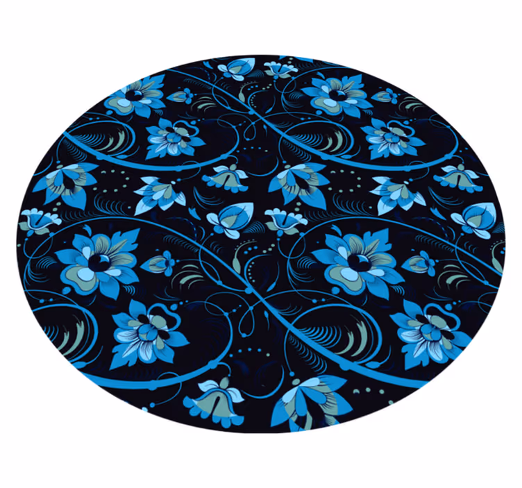 Tapete vinílico flores e plantas padrão azul florido - TenStickers