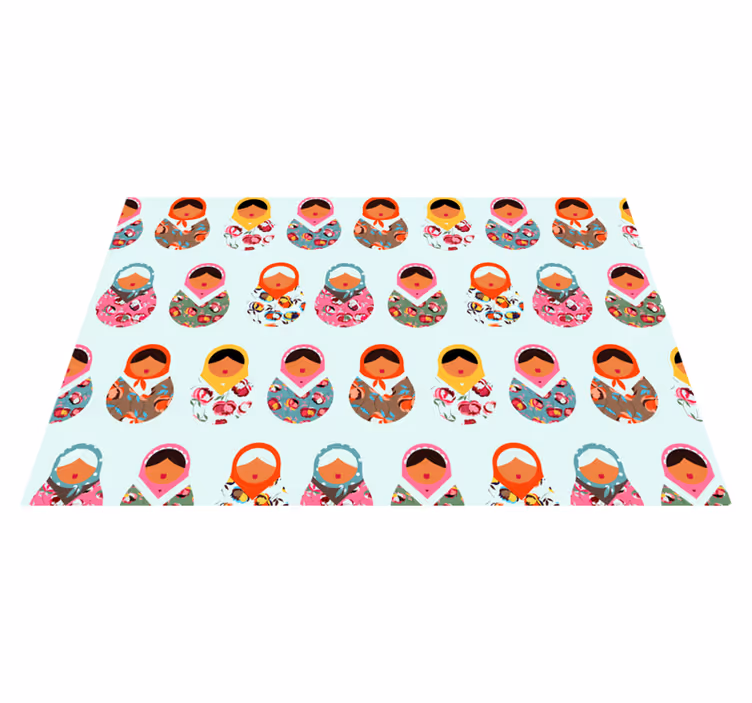 Tapete vinílico etnicas bonecas matryoshka vibrantes - TenStickers