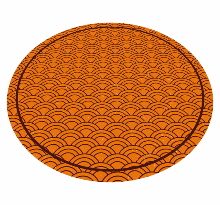 Tapete vinílico redondo padrão de onda laranja - TenStickers