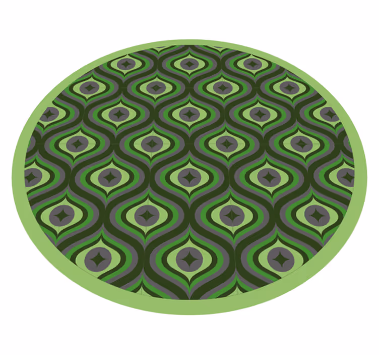 Tapete vinílico redondo ondas verdes intrincadas - TenStickers