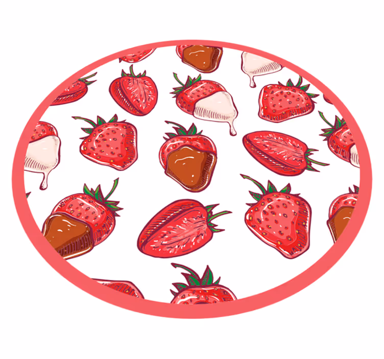 Tapete vinílico redondo delícia doce de morango - TenStickers